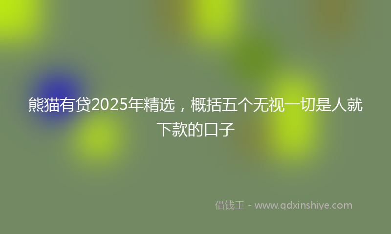 熊猫有贷2025年精选，概括五个无视一切是人就下款的口子