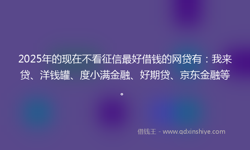 2025年的现在不看征信最好借钱的网贷有：我来贷、洋钱罐、度小满金融、好期贷、京东金融等。