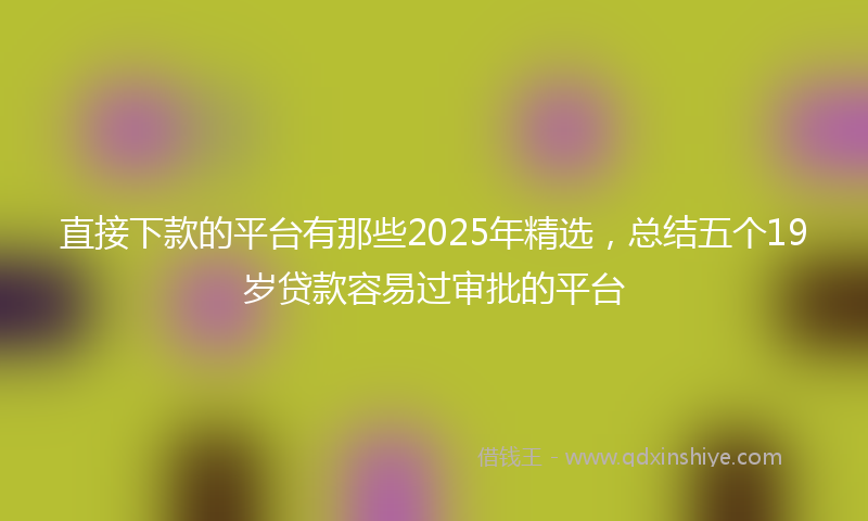 直接下款的平台有那些2025年精选，总结五个19岁贷款容易过审批的平台