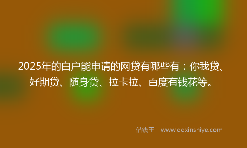 2025年的白户能申请的网贷有哪些有：你我贷、好期贷、随身贷、拉卡拉、百度有钱花等。
