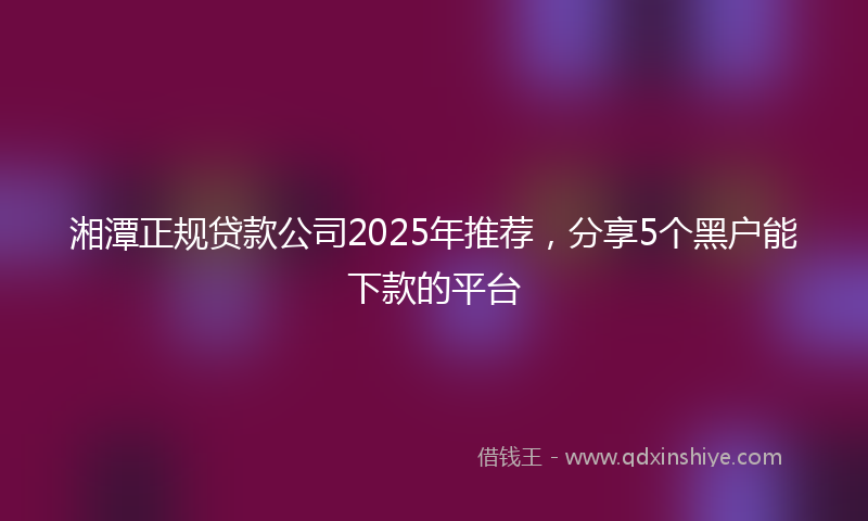 湘潭正规贷款公司2025年推荐，分享5个黑户能下款的平台