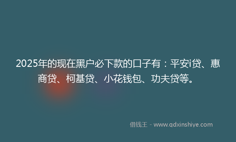 2025年的现在黑户必下款的口子有：平安i贷、惠商贷、柯基贷、小花钱包、功夫贷等。