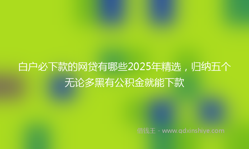 白户必下款的网贷有哪些2025年精选，归纳五个无论多黑有公积金就能下款