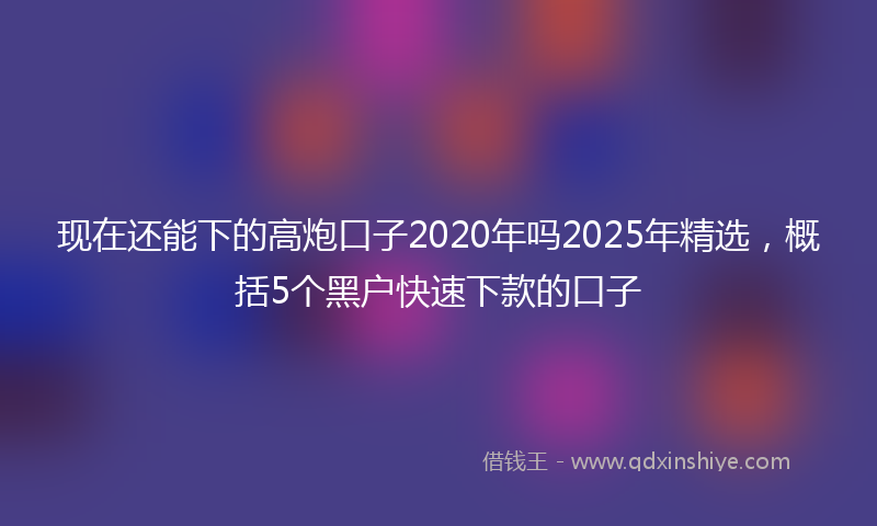 现在还能下的高炮口子2020年吗2025年精选，概括5个黑户快速下款的口子