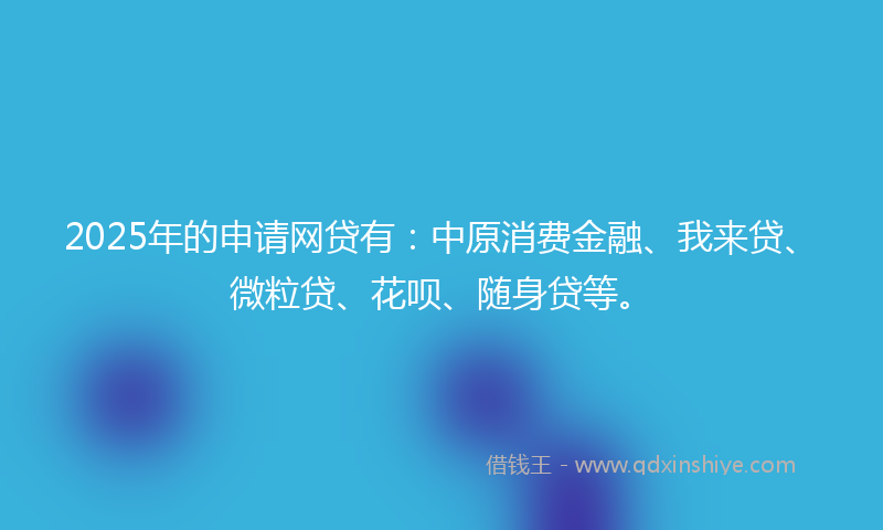 2025年的申请网贷有：中原消费金融、我来贷、微粒贷、花呗、随身贷等。