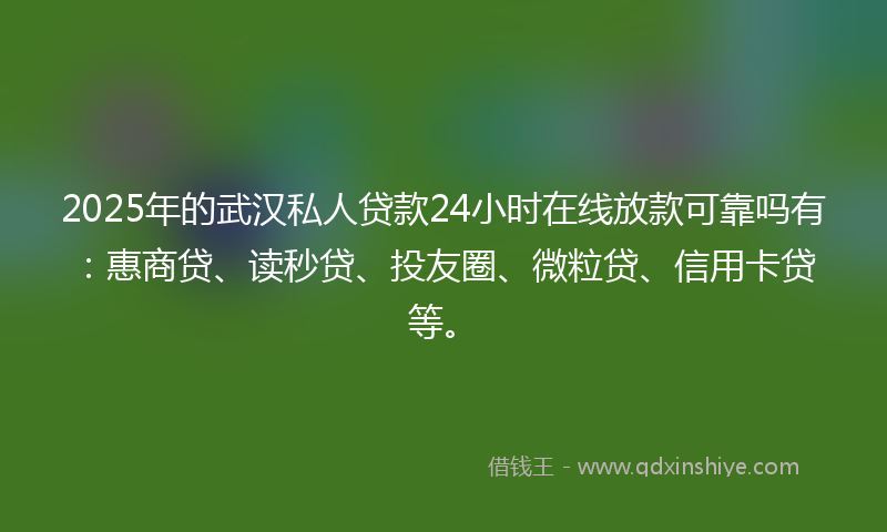 2025年的武汉私人贷款24小时在线放款可靠吗有：惠商贷、读秒贷、投友圈、微粒贷、信用卡贷等。