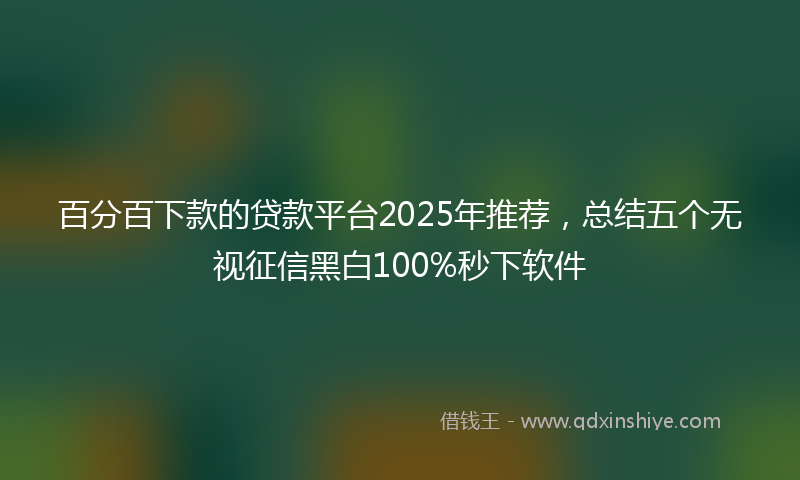 百分百下款的贷款平台2025年推荐，总结五个无视征信黑白100%秒下软件