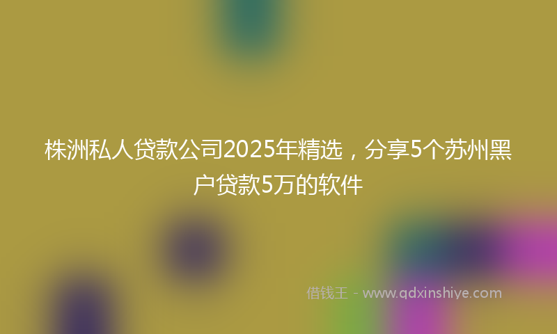 株洲私人贷款公司2025年精选，分享5个苏州黑户贷款5万的软件