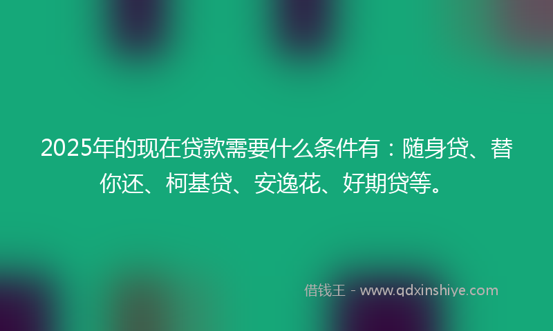 2025年的现在贷款需要什么条件有：随身贷、替你还、柯基贷、安逸花、好期贷等。
