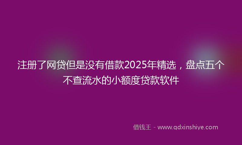 注册了网贷但是没有借款2025年精选，盘点五个不查流水的小额度贷款软件