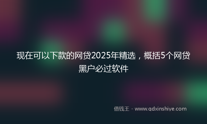 现在可以下款的网贷2025年精选，概括5个网贷黑户必过软件