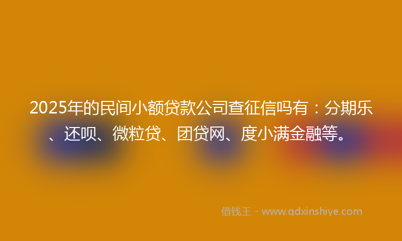 2025年的民间小额贷款公司查征信吗有：分期乐、还呗、微粒贷、团贷网、度小满金融等。