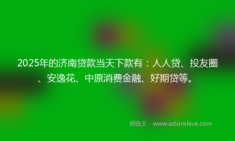 2025年的济南贷款当天下款有：人人贷、投友圈、安逸花、中原消费金融、好期贷等。