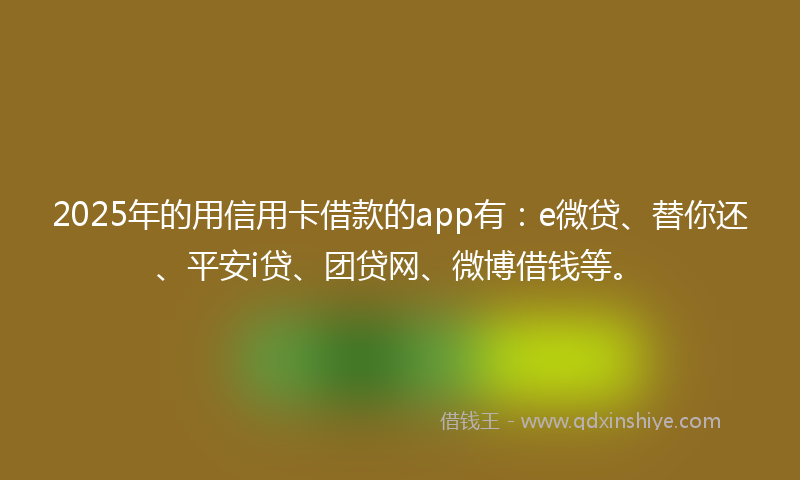 2025年的用信用卡借款的app有：e微贷、替你还、平安i贷、团贷网、微博借钱等。