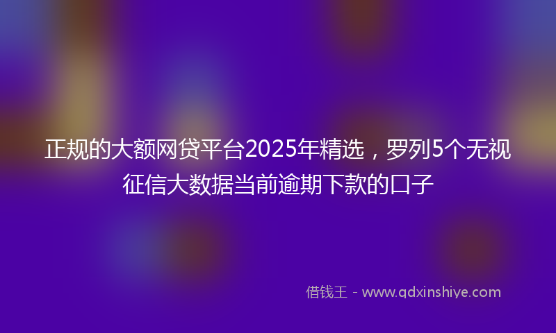 正规的大额网贷平台2025年精选，罗列5个无视征信大数据当前逾期下款的口子