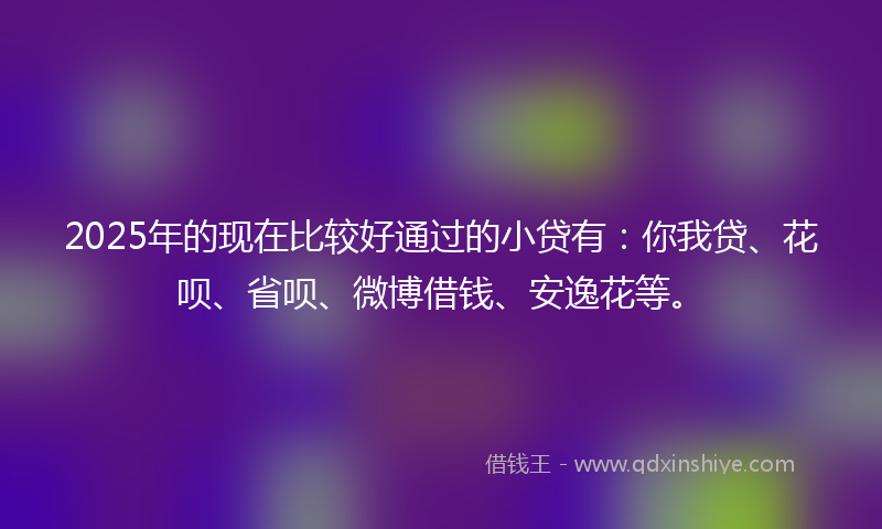 2025年的现在比较好通过的小贷有：你我贷、花呗、省呗、微博借钱、安逸花等。