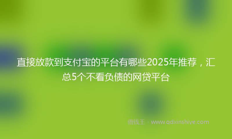 直接放款到支付宝的平台有哪些2025年推荐，汇总5个不看负债的网贷平台