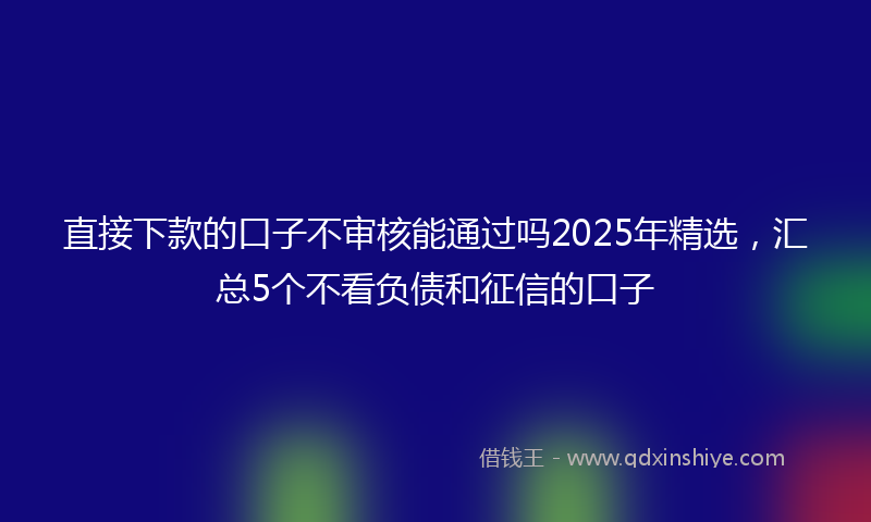 直接下款的口子不审核能通过吗2025年精选，汇总5个不看负债和征信的口子