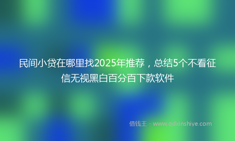 民间小贷在哪里找2025年推荐，总结5个不看征信无视黑白百分百下款软件