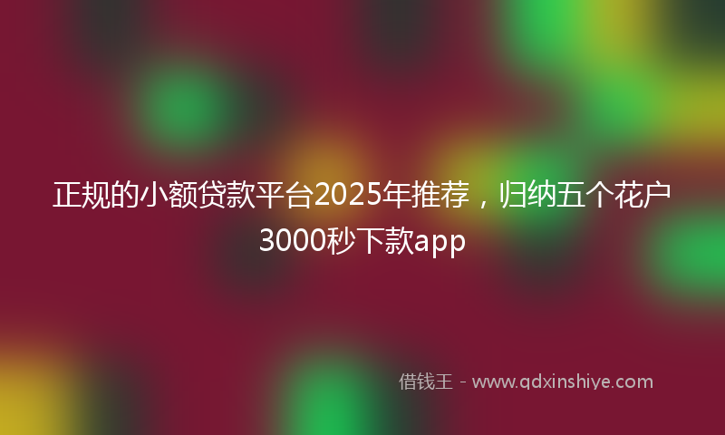 正规的小额贷款平台2025年推荐，归纳五个花户3000秒下款app