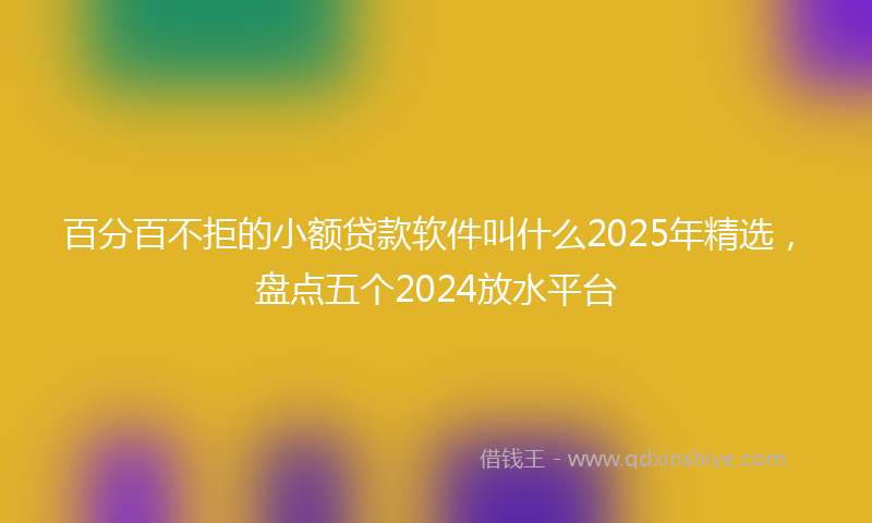 百分百不拒的小额贷款软件叫什么2025年精选，盘点五个2024放水平台