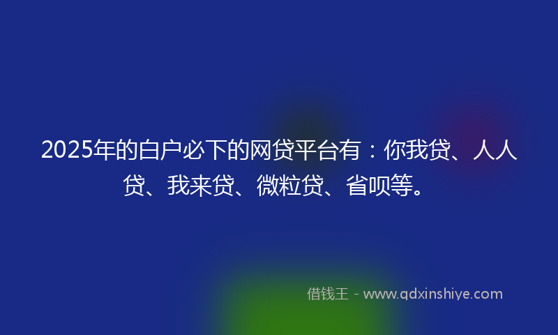 2025年的白户必下的网贷平台有：你我贷、人人贷、我来贷、微粒贷、省呗等。