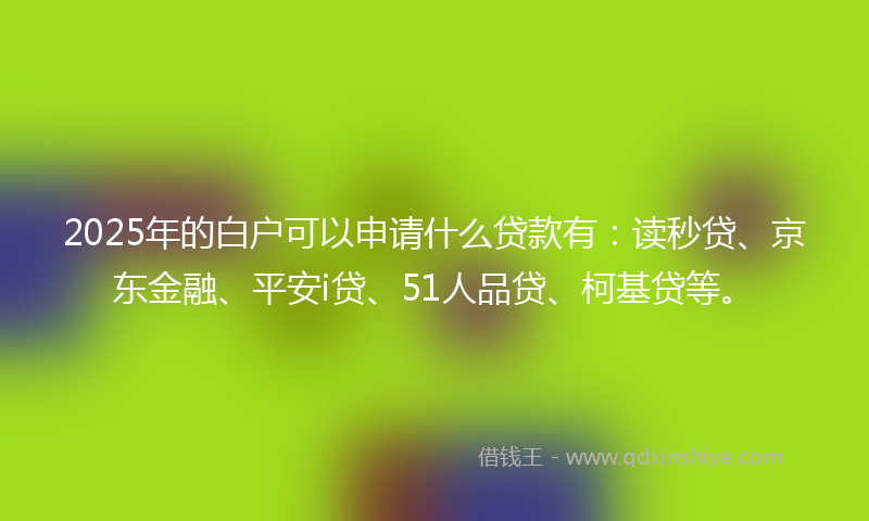 2025年的白户可以申请什么贷款有：读秒贷、京东金融、平安i贷、51人品贷、柯基贷等。