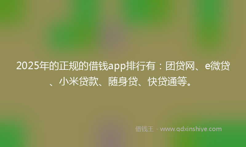 2025年的正规的借钱app排行有：团贷网、e微贷、小米贷款、随身贷、快贷通等。