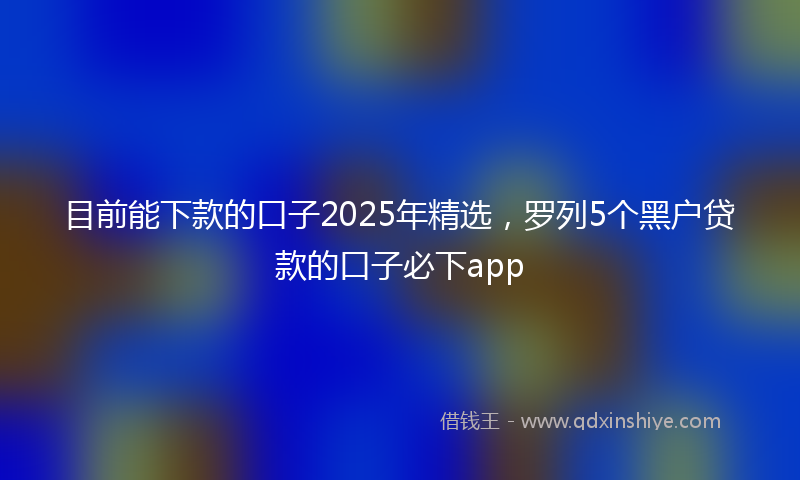 目前能下款的口子2025年精选，罗列5个黑户贷款的口子必下app