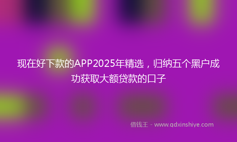 现在好下款的APP2025年精选，归纳五个黑户成功获取大额贷款的口子