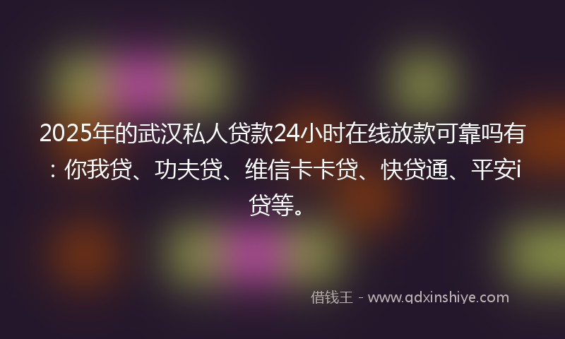 2025年的武汉私人贷款24小时在线放款可靠吗有：你我贷、功夫贷、维信卡卡贷、快贷通、平安i贷等。