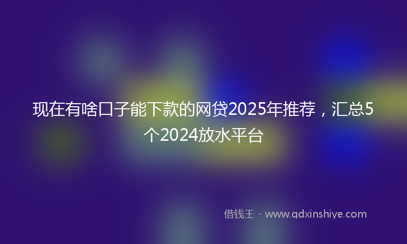 现在有啥口子能下款的网贷2025年推荐，汇总5个2024放水平台