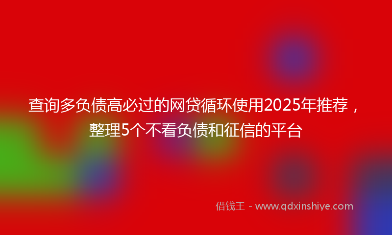 查询多负债高必过的网贷循环使用2025年推荐，整理5个不看负债和征信的平台