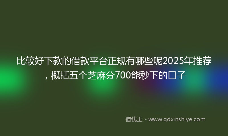 比较好下款的借款平台正规有哪些呢2025年推荐，概括五个芝麻分700能秒下的口子