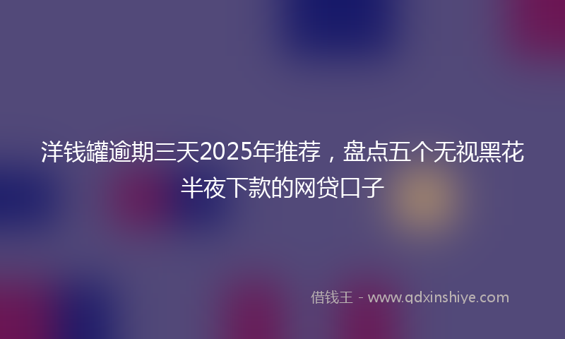 洋钱罐逾期三天2025年推荐，盘点五个无视黑花半夜下款的网贷口子