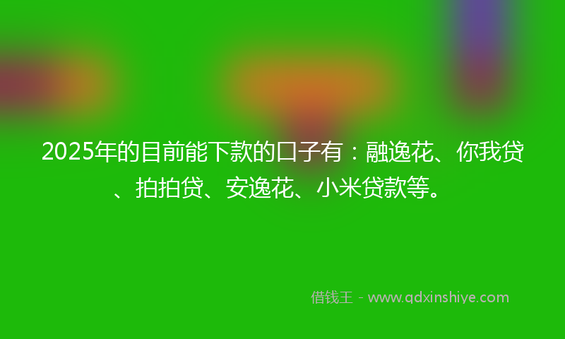 2025年的目前能下款的口子有：融逸花、你我贷、拍拍贷、安逸花、小米贷款等。