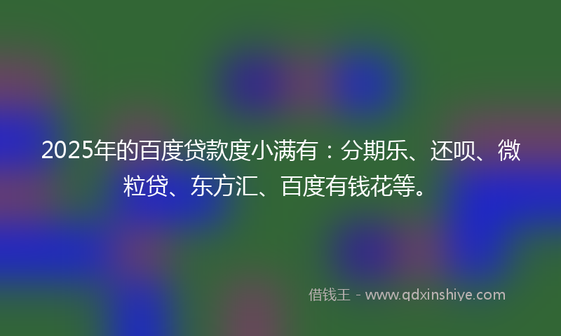 2025年的百度贷款度小满有：分期乐、还呗、微粒贷、东方汇、百度有钱花等。