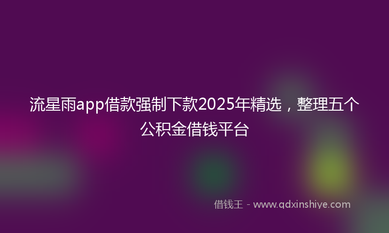 流星雨app借款强制下款2025年精选，整理五个公积金借钱平台