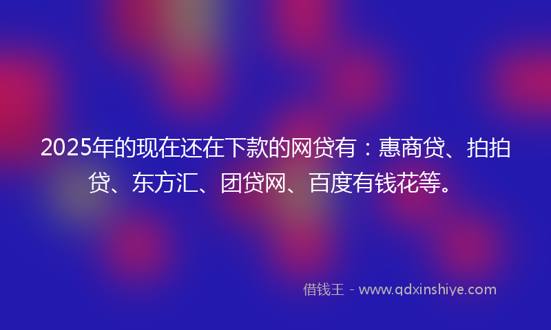2025年的现在还在下款的网贷有：惠商贷、拍拍贷、东方汇、团贷网、百度有钱花等。