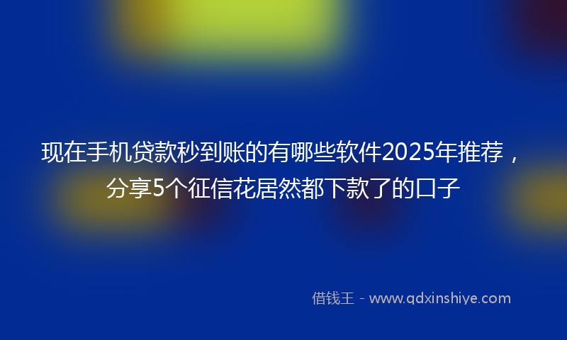 现在手机贷款秒到账的有哪些软件2025年推荐，分享5个征信花居然都下款了的口子