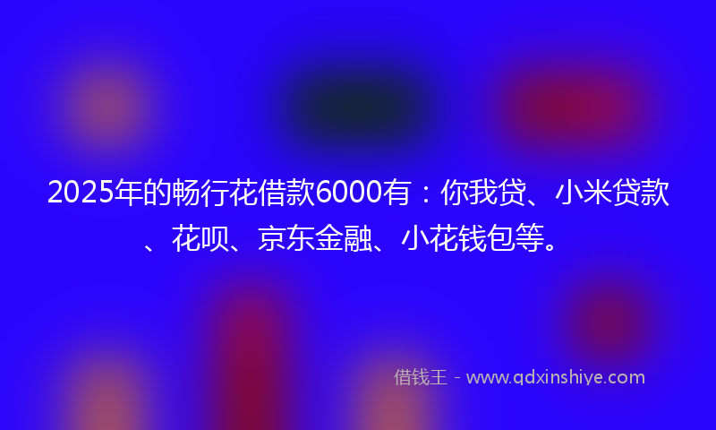 2025年的畅行花借款6000有：你我贷、小米贷款、花呗、京东金融、小花钱包等。