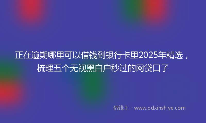 正在逾期哪里可以借钱到银行卡里2025年精选，梳理五个无视黑白户秒过的网贷口子