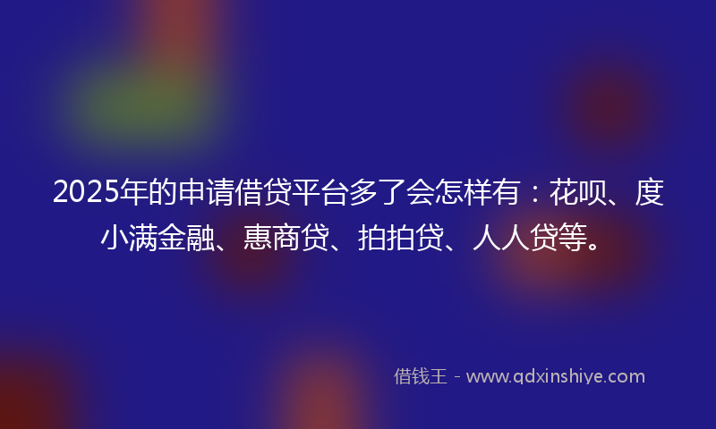 2025年的申请借贷平台多了会怎样有：花呗、度小满金融、惠商贷、拍拍贷、人人贷等。