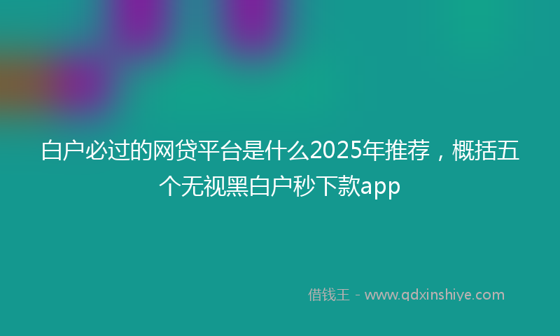白户必过的网贷平台是什么2025年推荐，概括五个无视黑白户秒下款app