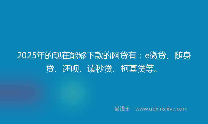 2025年的现在能够下款的网贷有：e微贷、随身贷、还呗、读秒贷、柯基贷等。