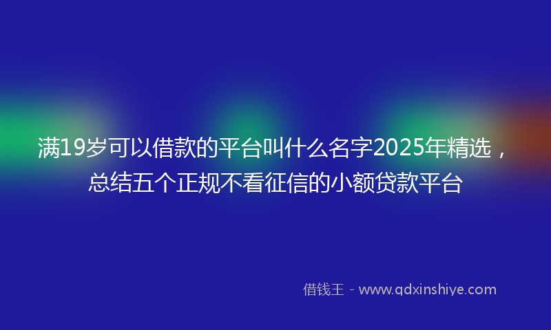 满19岁可以借款的平台叫什么名字2025年精选，总结五个正规不看征信的小额贷款平台