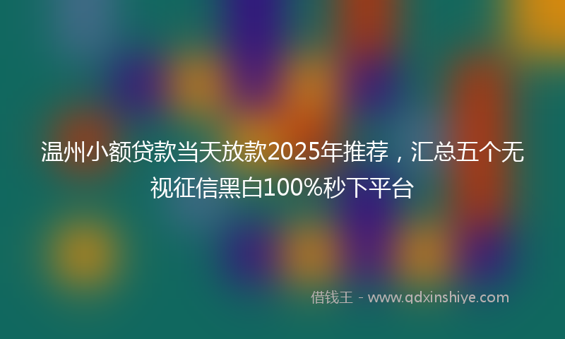 温州小额贷款当天放款2025年推荐，汇总五个无视征信黑白100%秒下平台