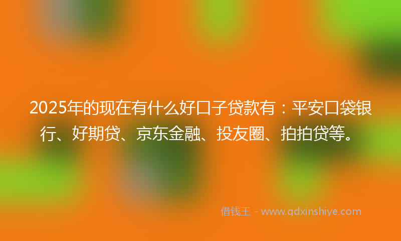 2025年的现在有什么好口子贷款有：平安口袋银行、好期贷、京东金融、投友圈、拍拍贷等。