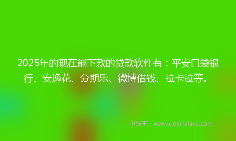2025年的现在能下款的贷款软件有：平安口袋银行、安逸花、分期乐、微博借钱、拉卡拉等。