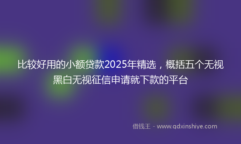 比较好用的小额贷款2025年精选,概括五个无视黑白无视征信申请就下款的平台